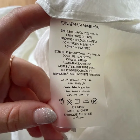 Jonathan Simkhai Stormy Beaded Ivory V-Neck Collar Long Sleeve Coverup Top NWT M - Picture 12 of 12